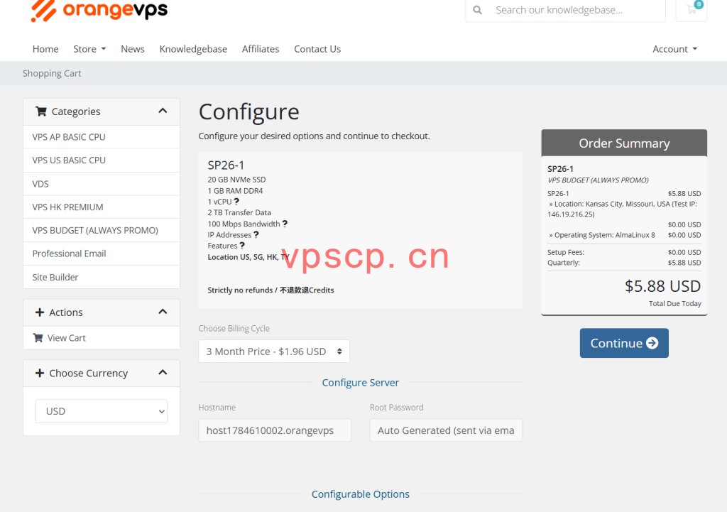OrangeVPS：便宜VPS年付$15.19起，常规VPS月付6美元起，1Gbps大带宽，可选低延迟线路（中国香港/日本）新加坡/美国机房